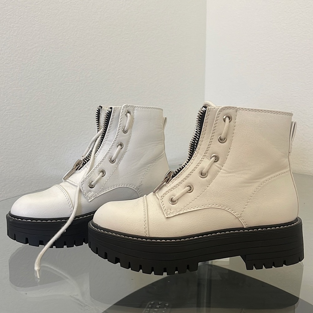 White Zip Up Booties